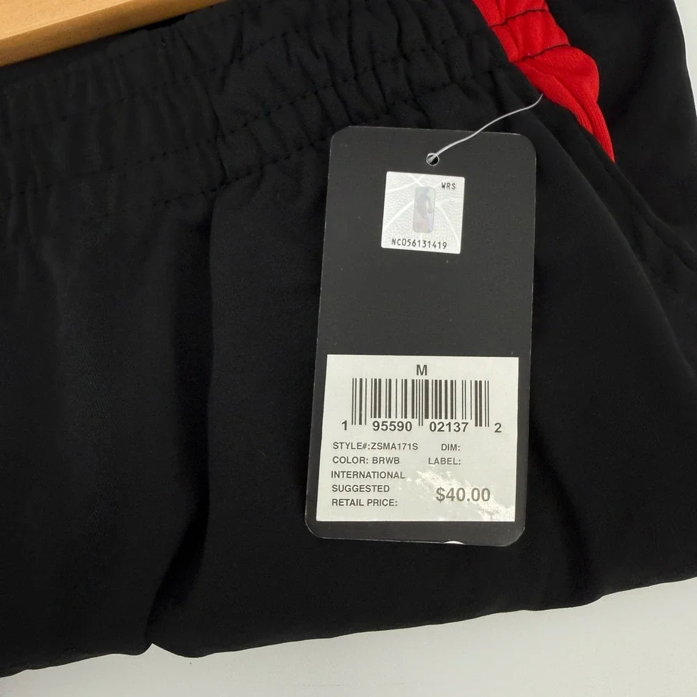 NBA Basketball Shorts Mens Medium Black Red White Blue Logo Athletic Gym Workout